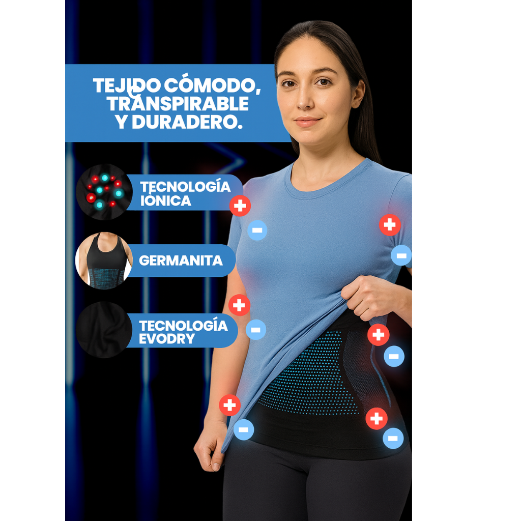 FiberPulse™ Camiseta Reductora Femenina – Tecnología Iónica e Infrarroja